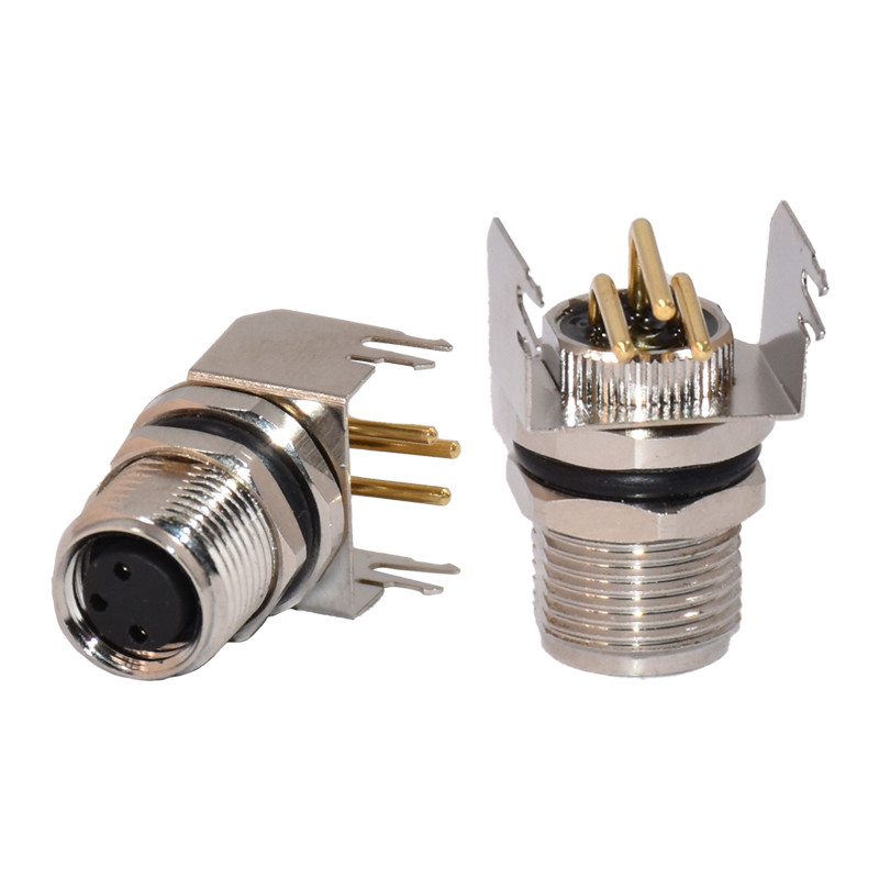 M8 Waterproof IP67 Panel Mount 3pins Female Rear 90 Degree Connector