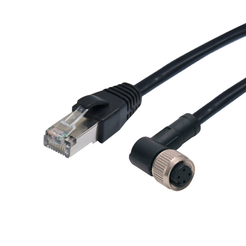 Cat5e Industrial Connector RJ45 Cable To M12 90 Degree Molding