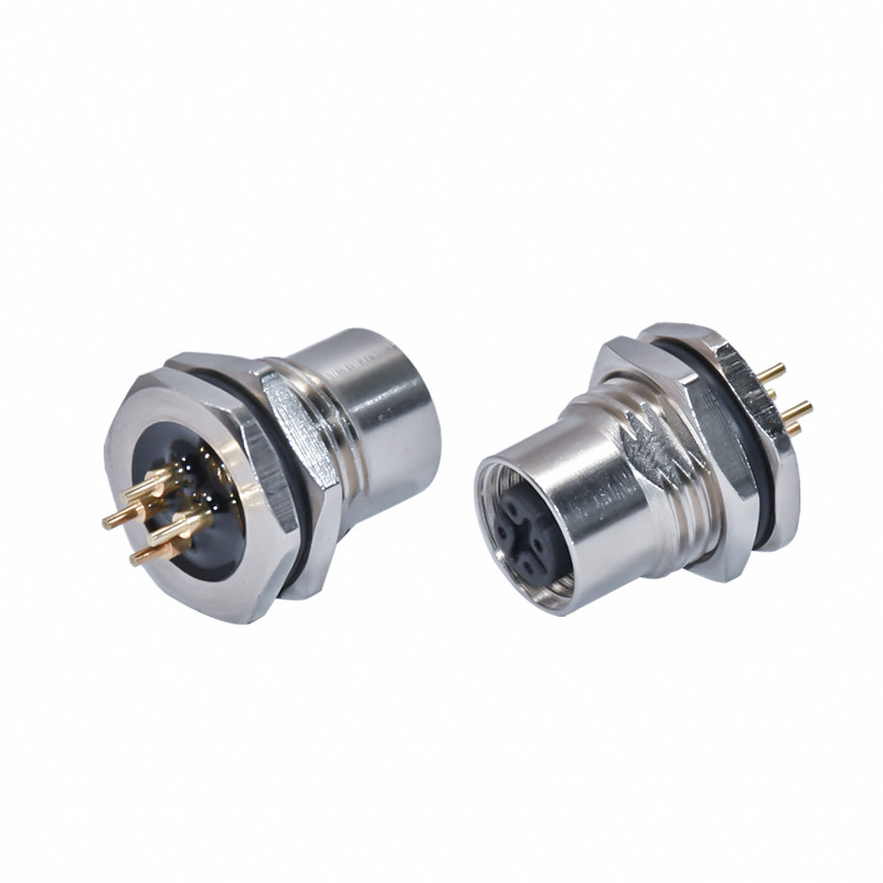M12 4 Pin Connector D Coded Femle Panel Mount D Code 4A 250V Waterproof ...