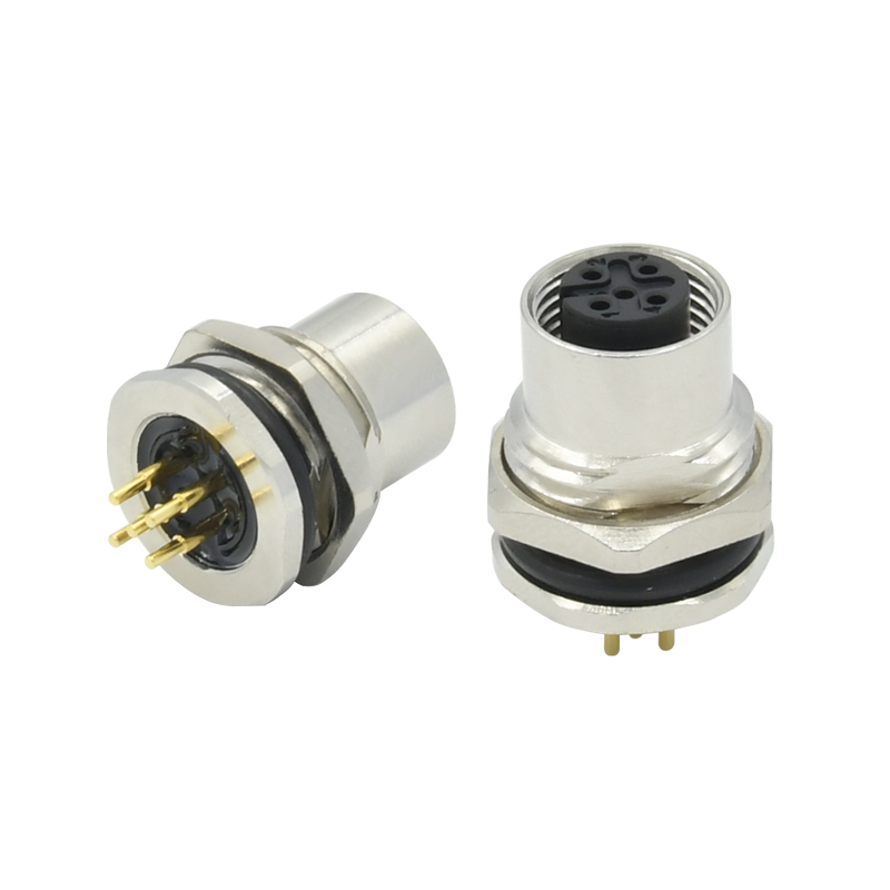 Waterproof M12 Panel Mount Connector IP67 A B D Code 3-17 Pin