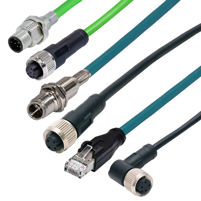 M12 3 - 17pin Waterproof Outdoor Connectors Flexible Customizable Overmolded Cable