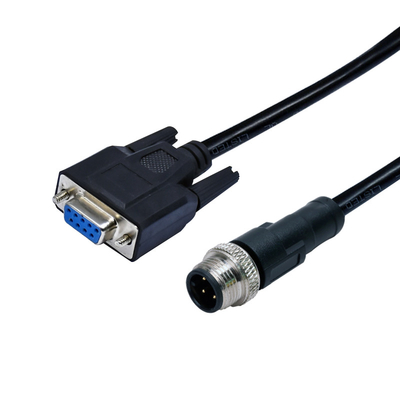 IP68 M12 4 Pin Male To DSUB 9 Pin Female Waterproof Cable Connector With PVC PUR Cable