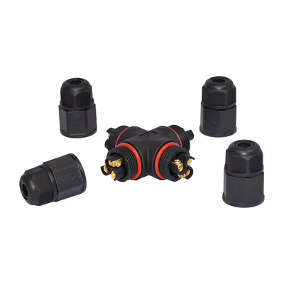 High Current Waterproof LED Connector L20 2 3 4 Pin T Type Straight Screw Fielded Assembly