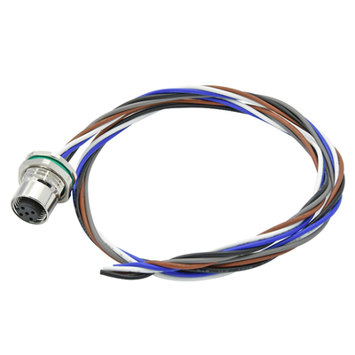 Metal Wall Panel Mount Waterproof M12 Connector 5pin A Code Female With Pigtail Wire