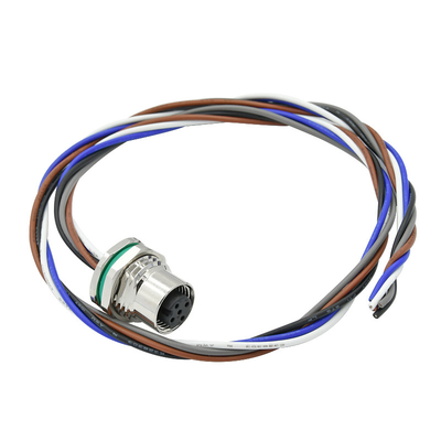 Metal Wall Panel Mount Waterproof M12 Connector 5pin A Code Female With Pigtail Wire