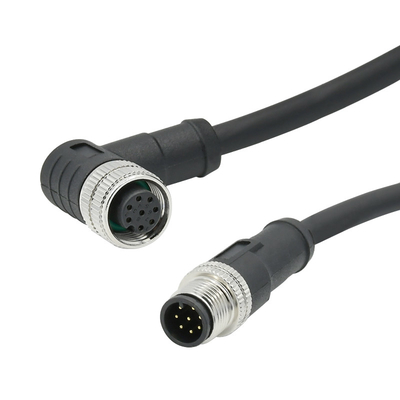 Right Angle M12 To M8 Connector Female Male PUR PVC Waterproof Cable Connector