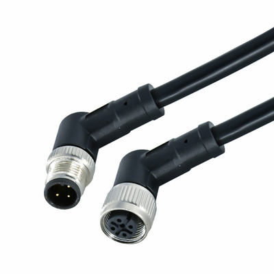 A Coded Female Male M12 3 Pin Connector Straight Angle Outdoor Waterproof Cable Connector
