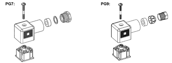 Field Wirable Solenoid Valve Connector 10A 250V LED DIN 43650 Connectors