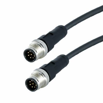 A Code M12 Connector Waterproof Straight / Elbow Overmolded Cable Connectors