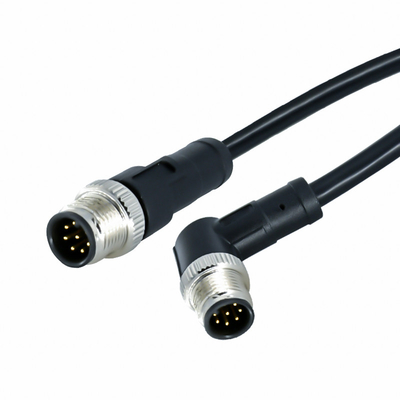 A Code M12 Connector Waterproof Straight / Elbow Overmolded Cable Connectors