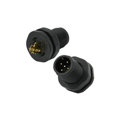 A Code M12 Waterproof Female Connector 5 Pin Plastic Panel Mount With Wire