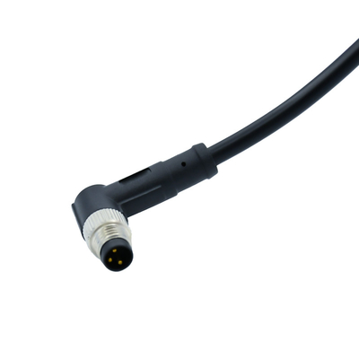 Electrical M8 3 Pin A Code Waterproof Connector Male Female Straight Angle Elbow Pvc Pur Power Cable