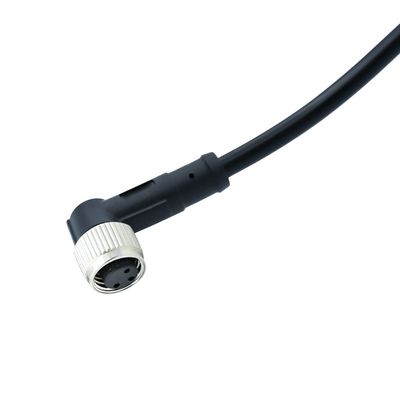 Electrical M8 3 Pin A Code Waterproof Connector Male Female Straight Angle Elbow Pvc Pur Power Cable