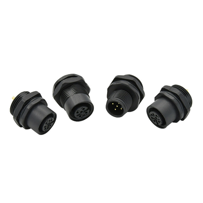 Screw Panel Mounting Metal Plastic M12 4 5 Contacts Waterproof Sensor M12 Receptacles Connectors