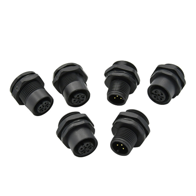 Circular 4 5 Pin Receptacle Male Female Socket Panel Mount M12 Connectors Waterproof