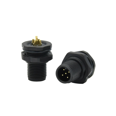 Circular 4 5 Pin Receptacle Male Female Socket Panel Mount M12 Connectors Waterproof