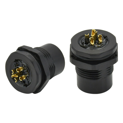 Circular 4 5 Pin Receptacle Male Female Socket Panel Mount M12 Connectors Waterproof