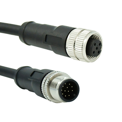 Elbow / Straight M12 4 Pin Waterproof Cable Connector Male/Female