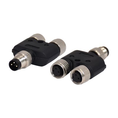 Male / Female M8 8 Pin Connector PA66 Insert Nickel Plated Shell