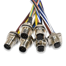 Male / Female M12 Waterproof Connector A B D X Coded IP68/IP67