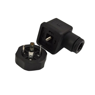 Black Solenoid Valve Connector 24v Voltage 0-120 C Temperature Range Heavy Duty Design