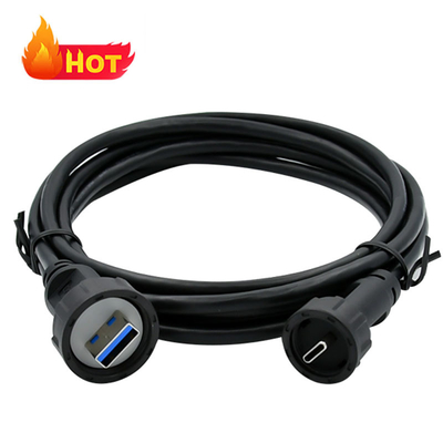 Female Micro USB Jack Waterproof USB C Cable in Black Color