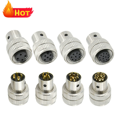 M12 Female Shield Plug Connector 3-17 Pin IP67 Waterproof DIN Standard