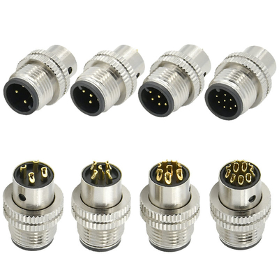 M12 Female Shield Plug Connector 3-17 Pin IP67 Waterproof DIN Standard