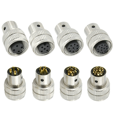 M12 Female Shield Plug Connector 3-17 Pin IP67 Waterproof DIN Standard