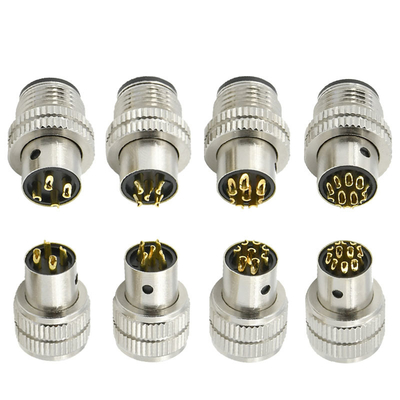 M12 Female Shield Plug Connector 3-17 Pin IP67 Waterproof DIN Standard