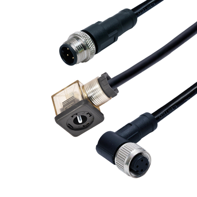 M12 to Solenoid Valve Connector Waterproof IP67 DIN 43650 A B C Type
