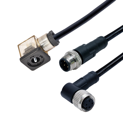 M12 to Solenoid Valve Connector Waterproof IP67 DIN 43650 A B C Type