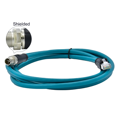 M12 X Code to RJ45 Cat6 Adapter 10Gbps Waterproof IP67