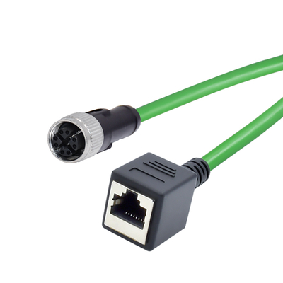 M12 8 Pin X-Coded Male to RJ45 Gigabit Ethernet Cable IP67