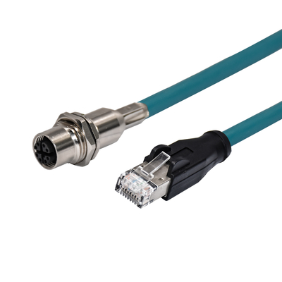 M12 8 Pin X-Coded Male to RJ45 Gigabit Ethernet Cable IP67