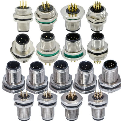 M12 A Code Waterproof Connector 3-17 Pin IP67/IP68 DIN Panel Mount