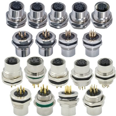 M12 A Code Waterproof Connector 3-17 Pin IP67/IP68 DIN Panel Mount