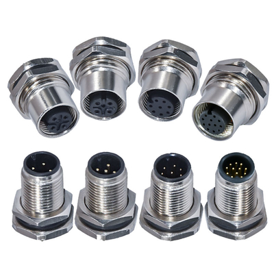 M12 A Code Waterproof Connector 3-17 Pin IP67/IP68 DIN Panel Mount