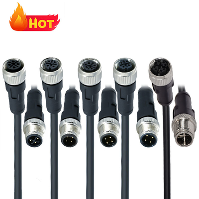 M12 Waterproof Connector IP68 3-17 Pin Male Female Screw Type DIN