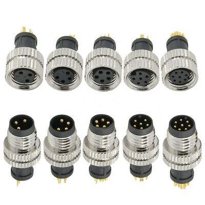 M8 Waterproof Circular Connector with IP67/IP68 Protection 3-8 Pin Configurations and PA66+GF Material for Industrial Sensors
