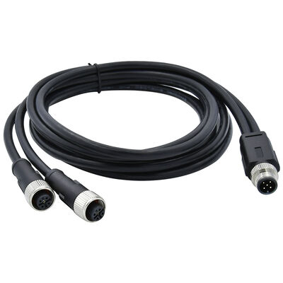 M8 4Pin Male Circular Sensor Connector Molded Y Type Splitter 26AWG x 4C PUR Cable Meet IP67 For Automotive Singnals