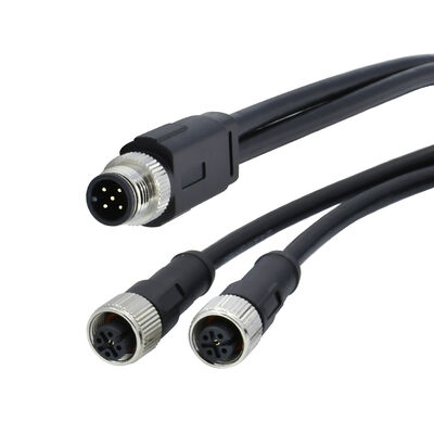 M8 4Pin Male Circular Sensor Connector Molded Y Type Splitter 26AWG x 4C PUR Cable Meet IP67 For Automotive Singnals