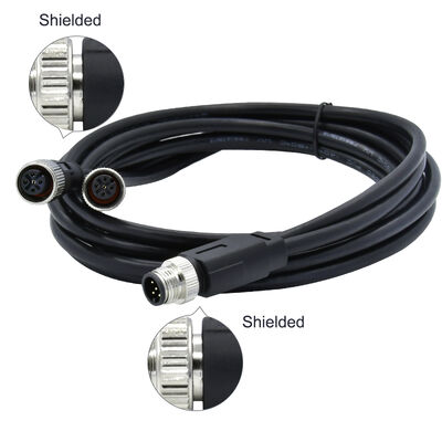 M8 4Pin Male Circular Sensor Connector Molded Y Type Splitter 26AWG x 4C PUR Cable Meet IP67 For Automotive Singnals