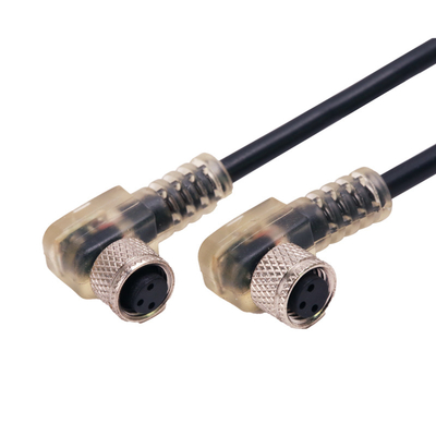 M8 3pins female to female overmold connector with cable, M8 R/A molding shielded connector