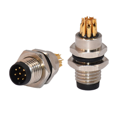 M8 Male 8pins Waterproof Front Panel Mount Connector For Sensor Application