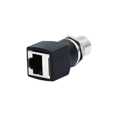 Automotive M12 Waterproof Connector A Coding Female 4pins To RJ45 Adapter
