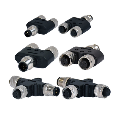 M12 Waterproof Connector A Coding 4pins 5pins Circular Female Y Type Assembly Connector