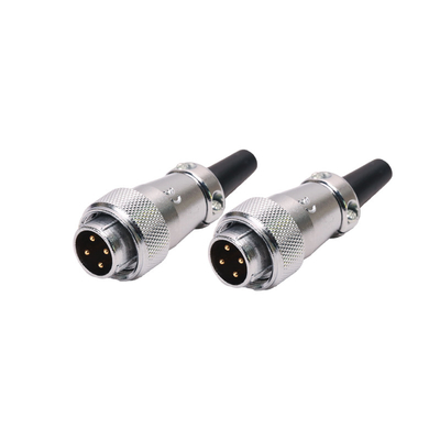 FUS Circular Plastic Connectors Metal Shielded Male To Male 4 Pin Connector