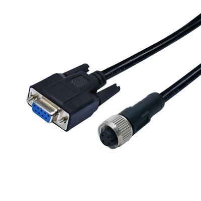 M12 Male A Coding Straight Molding Waterproof Connector To D-Sub Female 9 Pins Connector Cable