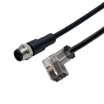 M12 8pins A code Molded  Male Waterproof Connector Cable To LED Solenoid Valve Type C Plug